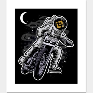 Astronaut Motorbike Binance BNB Coin To The Moon Crypto Token Cryptocurrency Wallet Birthday Gift For Men Women Kids Posters and Art